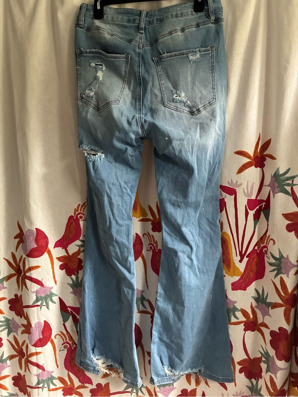 New Rue21 Light Blue Distressed Flare Jeans Size 14 - Picture 4 of 7